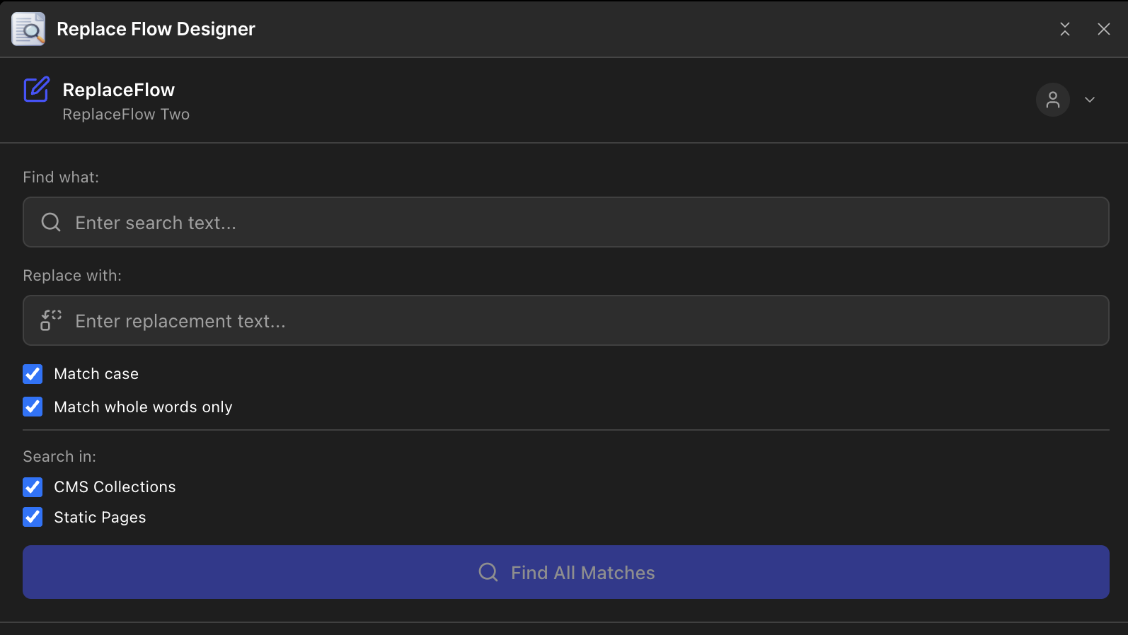 ReplaceFlow Designer Extension - Search Interface
